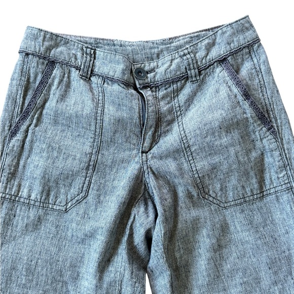 Pilcro and the Letterpress Linen blend Blue Straight Leg Trousers - Picture 4 of 6